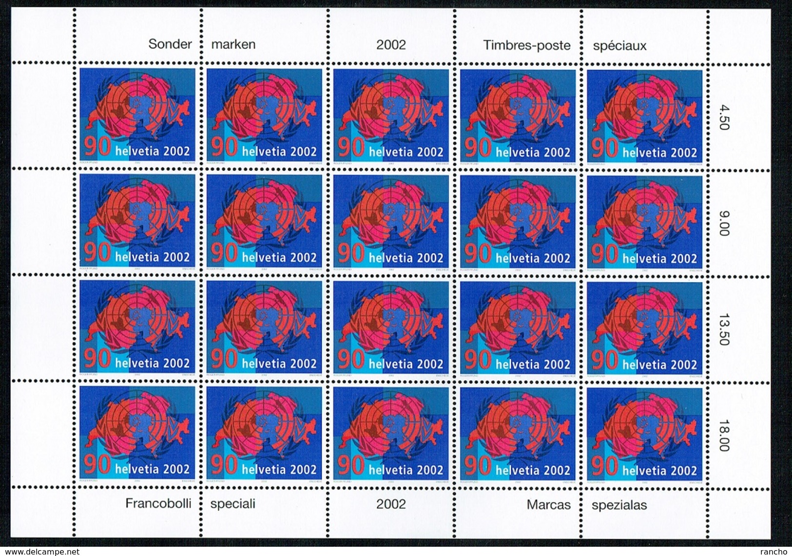 ** PLANCHE 2002 COLLECTION TIMBRES NEUFS AVEC GOMME C/.S.B.K. Nr:1059. Y&TELLIER Nr:1740. MICHEL Nr:1801. ** - Ungebraucht