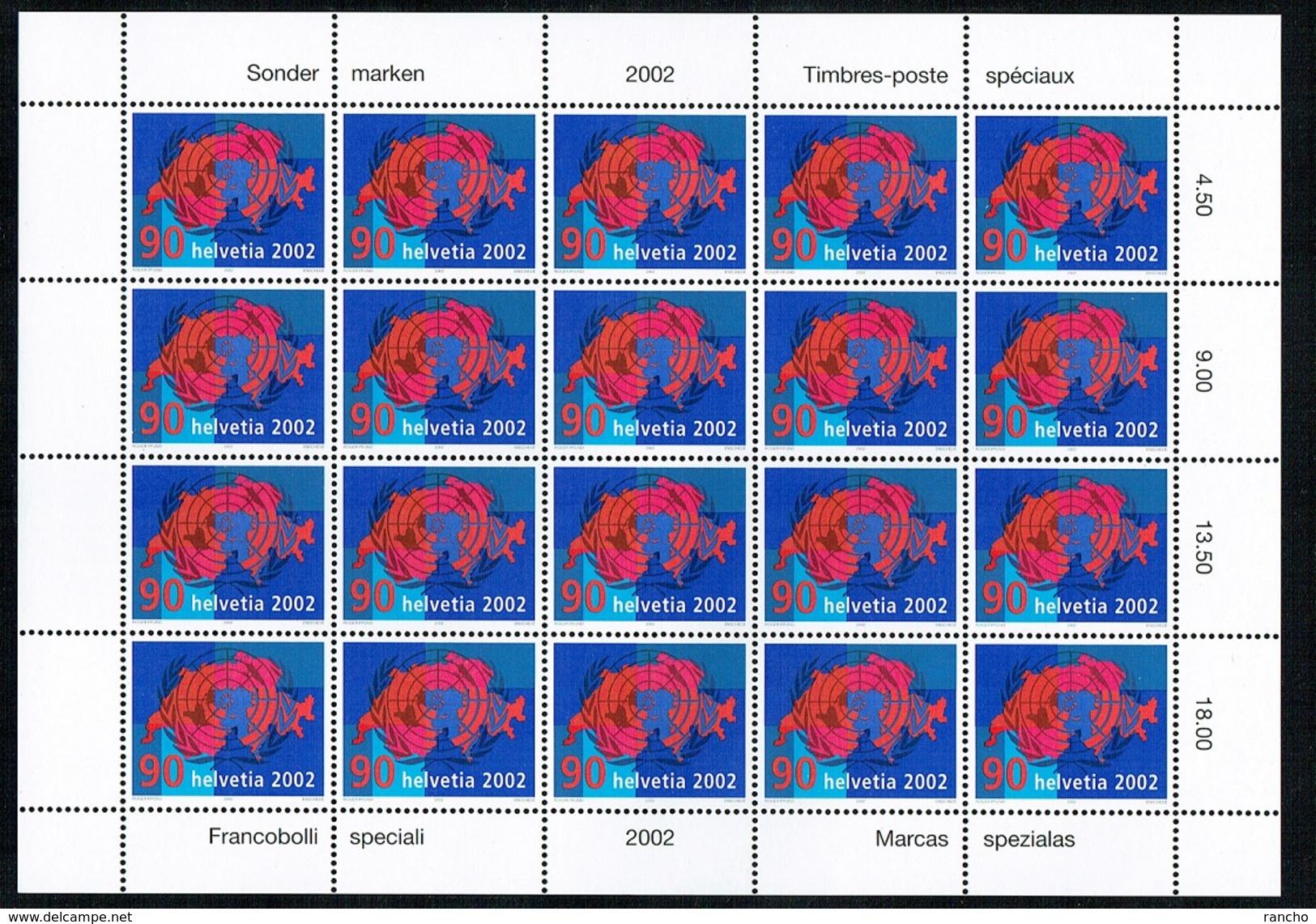 ** PLANCHE 2002 COLLECTION TIMBRES NEUFS AVEC GOMME C/.S.B.K. Nr:1059. Y&TELLIER Nr:1740. MICHEL Nr:1801. ** - Nuevos