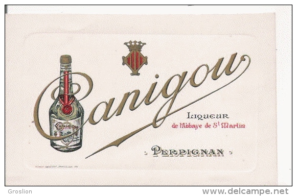 PERPIGNAN CARTE PUBLICITAIRE LIQUEUR CANIGOU DE L'ABBAYE ST MARTIN PERPIGNAN - Perpignan