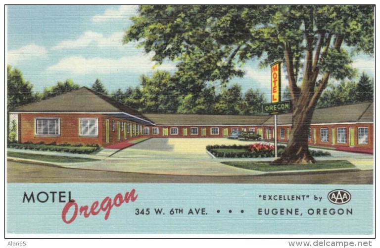 Eugene OR Oregon, Motel Oregon, Lodging, C1950s Vintage Linen Postcard - Eugene