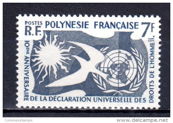 (SA0313) FRENCH POLYNESIA, 1958 (Human Rights Issue). Mi # 14. MNH** Stamp - Nuevos