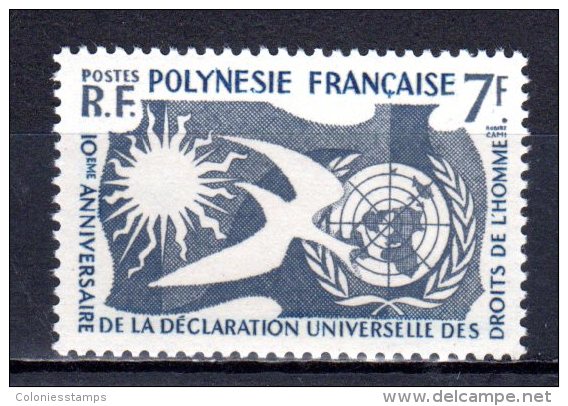 (SA0313) FRENCH POLYNESIA, 1958 (Human Rights Issue). Mi # 14. MNH** Stamp - Unused Stamps