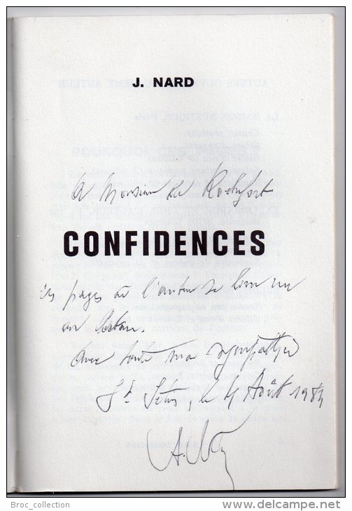 Confidences, Méditations Après Chasse, Jean Nard, 1984, Publi-Centre, Limoges, Envoi De L´auteur, 3 Scans - Limousin