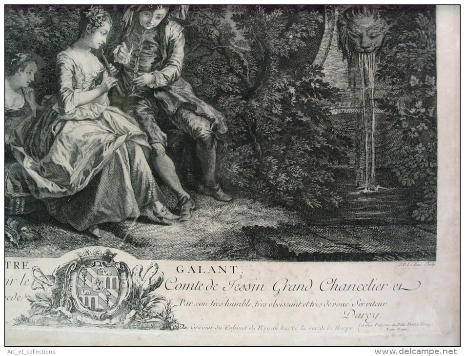 Superbe Gravure De Jacques-Philippe Le Bas D’après Lancret / Époque XVIIIè - Prints & Engravings