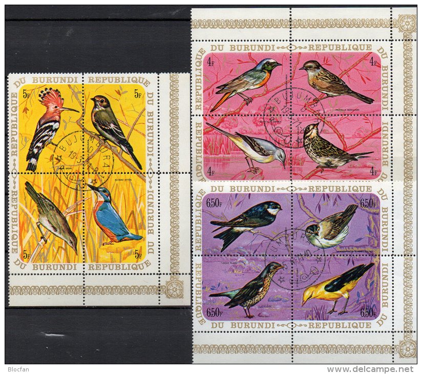 Singvögel WWF 1970 Burundi 633/644 In 3xER-Block O 15€ Gartenrotschwanz Stelze Pirol M/s Fauna Bloc Bird Sheet Bf Africa - Collections