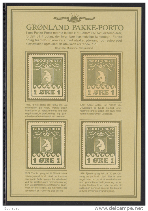 Greenland Michel #ND VI 1983 Reprint Parcel Post Sheet Of 3 1o Green Olive - Autres & Non Classés