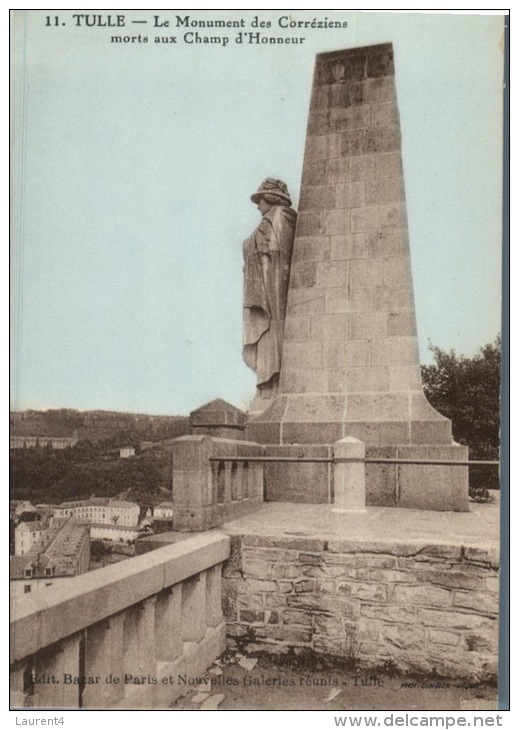 (222M) France - Tulle - Monument Des Correiziens Morts Aux Champs D'Honneur (very Old Postcard) - War Memorials