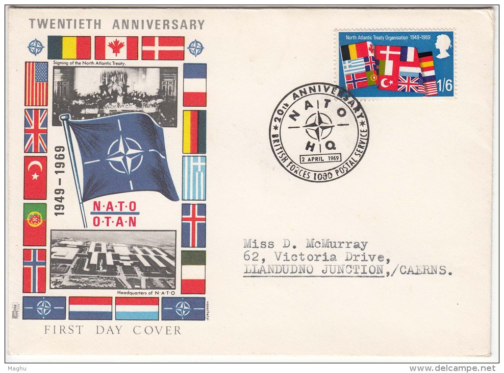 Great Britain Cover 1969, NATO N.A.T.O. Organization, Flag, British Forces, - Poststempel