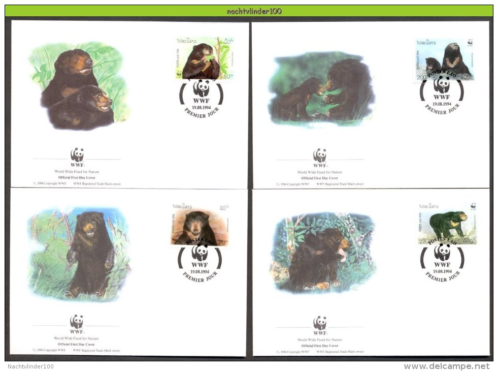 Mwh169fb WWF FAUNA ZOOGDIEREN BEREN BEER SUN BEAR BEARS MAMMALS LAOS 1994 FDC'S - FDC