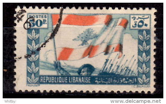 Lebanon 1946 50p Soldiers And Flag Issue  #187 - Lebanon