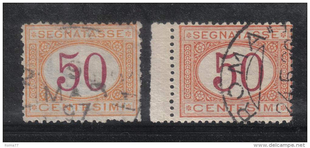 SS1043 - REGNO , Segnatasse Le Due Emissioni (1870-1890) Del 50 Cent . Used - Strafport