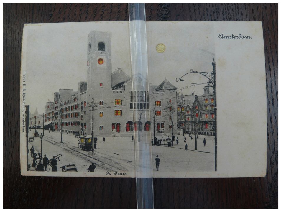 Amsterdam De Beurs (Hold To The Light )Prachtige Uitvoering Van Uitgever H.S. Speelman /Tram Tramway - Amsterdam