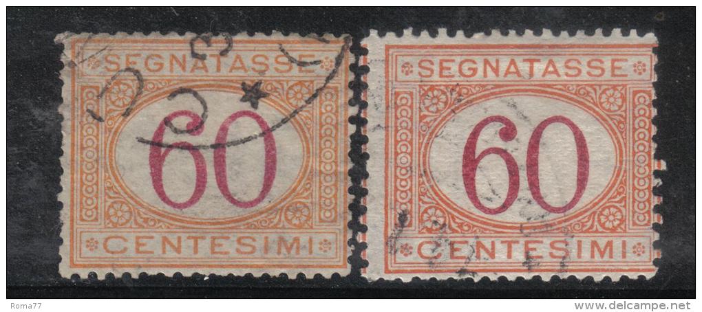 SS1044 - REGNO , Segnatasse Le Due Emissioni (1870-1890) Del 60 Cent . Used - Taxe