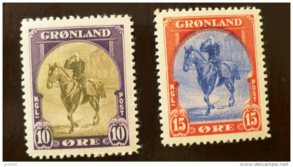 GROENLAND Chevaux, Chiens (Yvert N° 13/14) Neuf Sans Charniere ** MNH - Autres & Non Classés