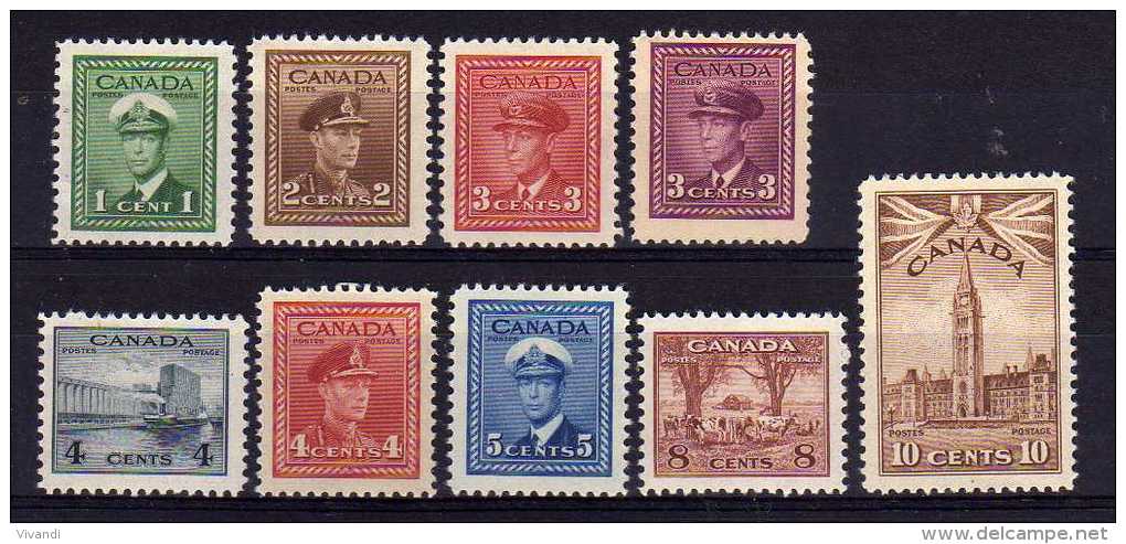 Canada - 1942/43 - War Effort (Part Set) - MH - Unused Stamps