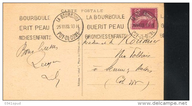 France   1933 63 La Bourboule  Terme Thermes Thermal  Sur Carte - Thermalisme