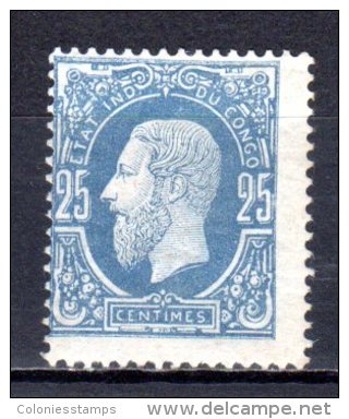 (SA0089) BELGIAN CONGO, 1886 (King Leopold II, 25c. Blue). Mi # 3. Mint Hinged* Stamp - 1884-1894