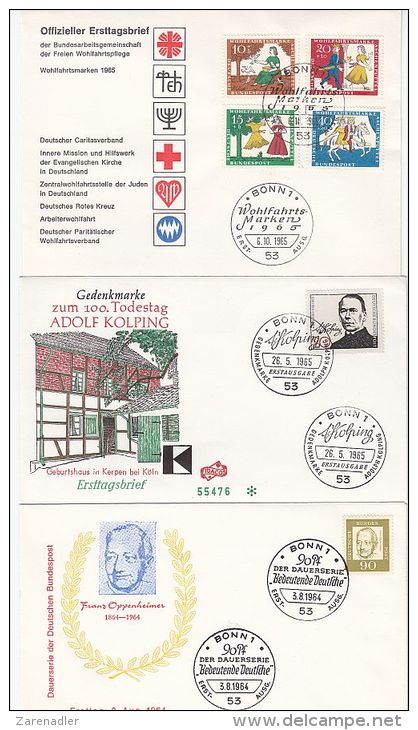 BRD FDC 1964 / 1965  Mi. 360y Franz Oppenheimer , Mi. 477 Adolf Kolping , Mi. 485 - 488 Wohlfahr Märchen   DC 3550 - Sonstige & Ohne Zuordnung