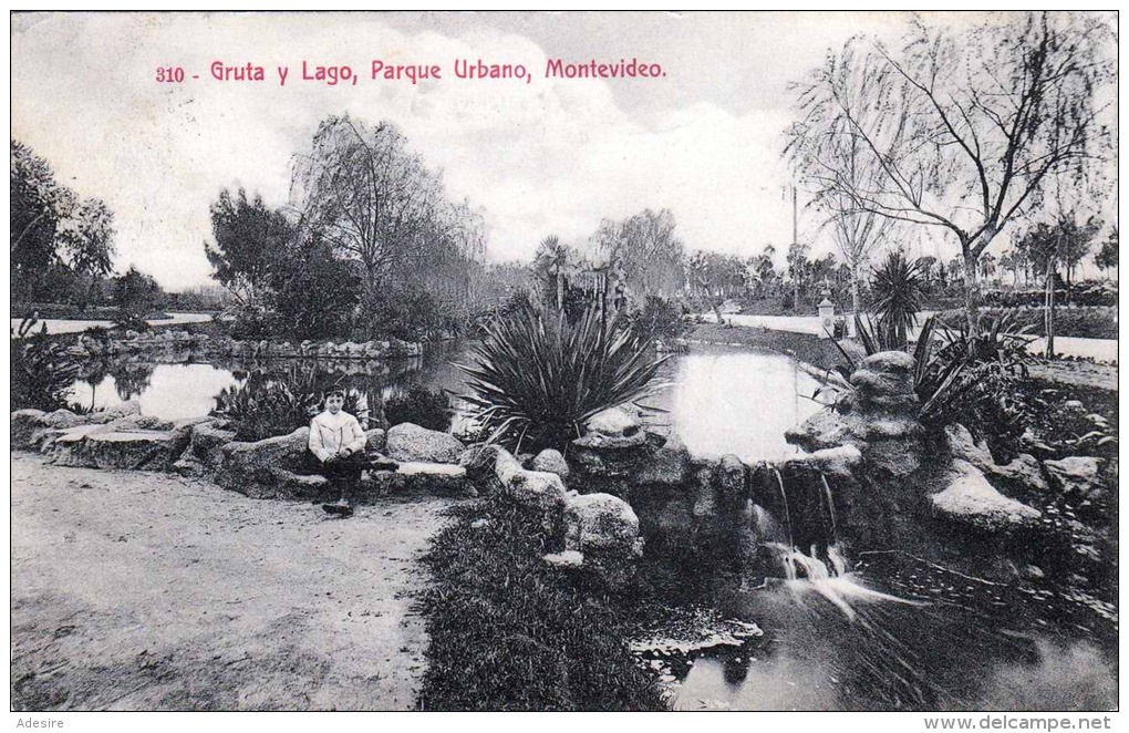 Uruguay MONTEVIDEO - Gruta Y Lago, Parque Urbano, Gelaufen 1914, 2 Fach Frankierung - Paraguay