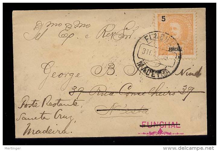 Portugal FUNCHAL 1909 Cover Local Use And Forwarded - Funchal