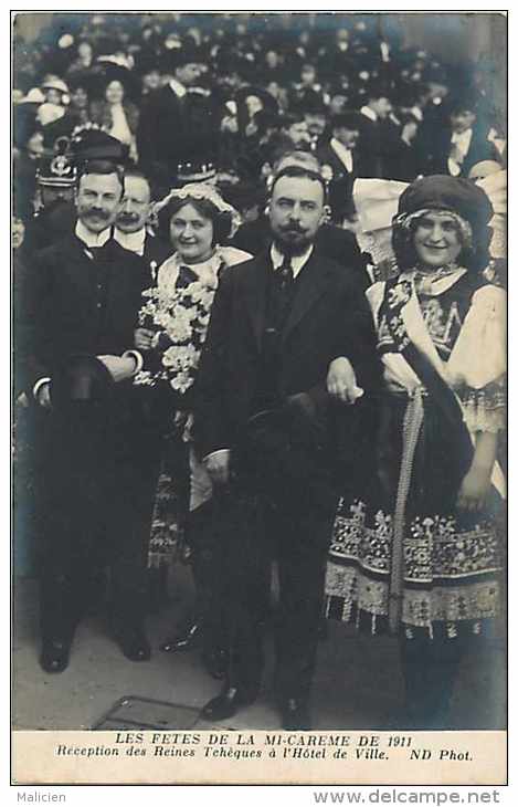 Tchequie -ref 45- Fete De La Mi Careme De 1911- Paris - Reines Tcheques A L Hotel De Ville -nd -photo  Carte Bon Etat  - - Tchéquie