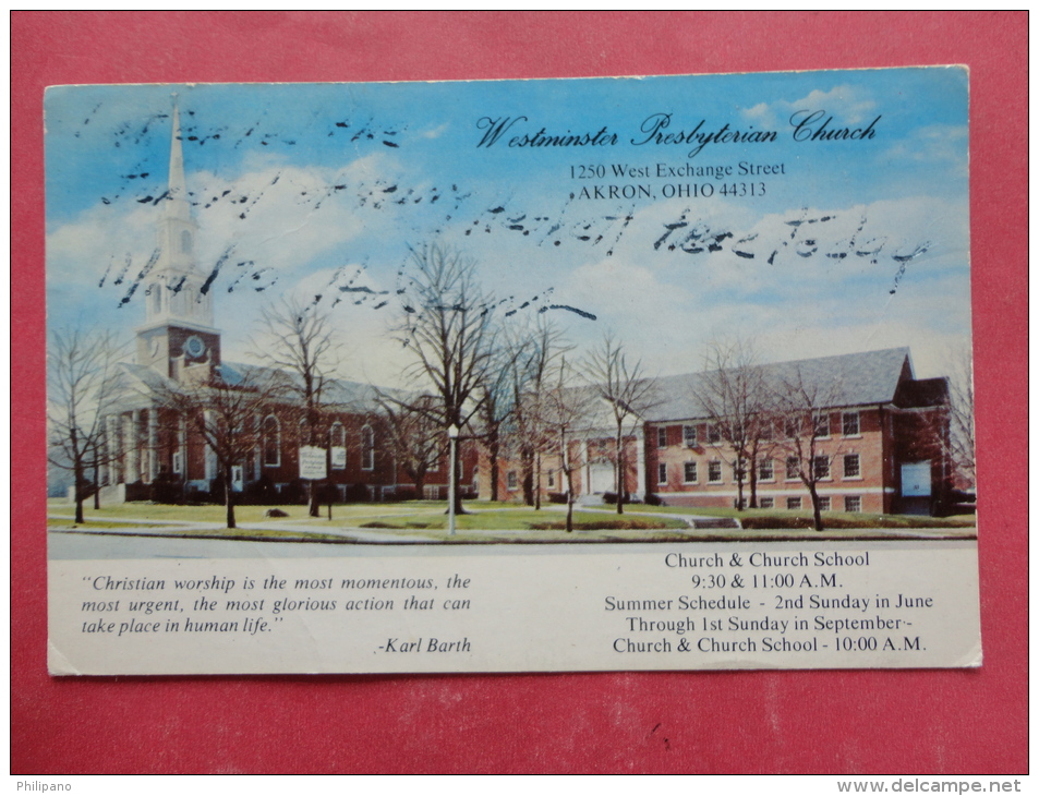 Akron,OH--Westminster Presbyterian Church--cancel 1970--PJ229 - Sonstige & Ohne Zuordnung