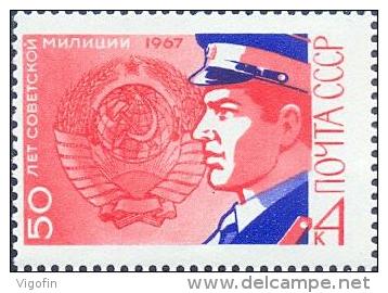 USSR 1967-3402 50A°SOWIET MILIZ, S S S R, 1 X 1v, MNH - Police - Gendarmerie