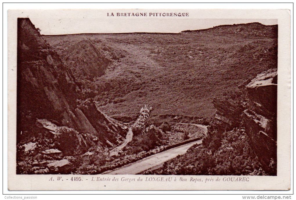 CP, 22, L'Entrée Des Gorges Du Longeau à Bon Repos , Près De GOUAREC, écrite Et Voyagé En 1934 - Gouarec