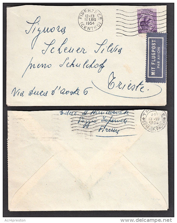 B0300 ITALY 1954, Cover To TRIESTE, Complete With Letter - Andere & Zonder Classificatie