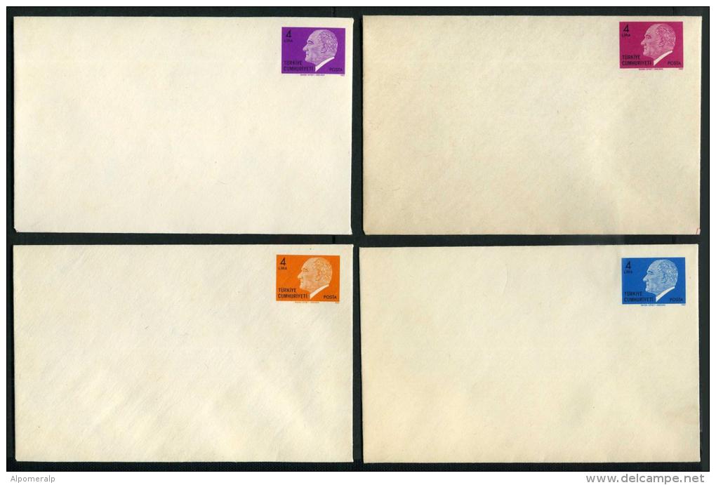 TURKEY 1982 PS / Letter Envelope - Complete SET, #AN 246 -249 - Postal Stationery