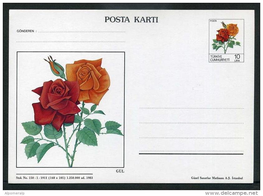 TURKEY 1983 PS / Postcard - Rose, Tulip And Carnation Illustration, Set Of 3 Postcards Oct.29, #AN 260-262. - Entiers Postaux