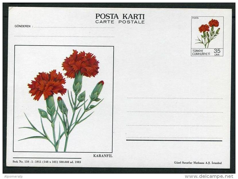 TURKEY 1983 PS / Postcard - Rose, Tulip And Carnation Illustration, Set Of 3 Postcards Oct.29, #AN 260-262. - Entiers Postaux