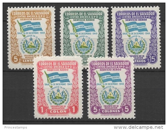 Salvador (1949) Yv. Av. 107/11  /  Airmail Post - Poste Aerienne - Correo Aéreo - Flags - El Salvador