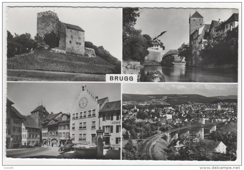 CPSM MULTIVUES BRUGG, Format 9 Cm Sur 14 Cm Environ, ARGOVIE, SCHWEIZ, SUISSE - Brugg