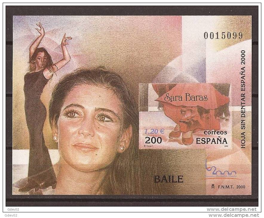 ES3763-LA008TAO.Spain Espagne EXPO 2000 HOJA SIN DENTAR BAILE  Flamenco.SARA BARAS-..LUJO - Otros & Sin Clasificación