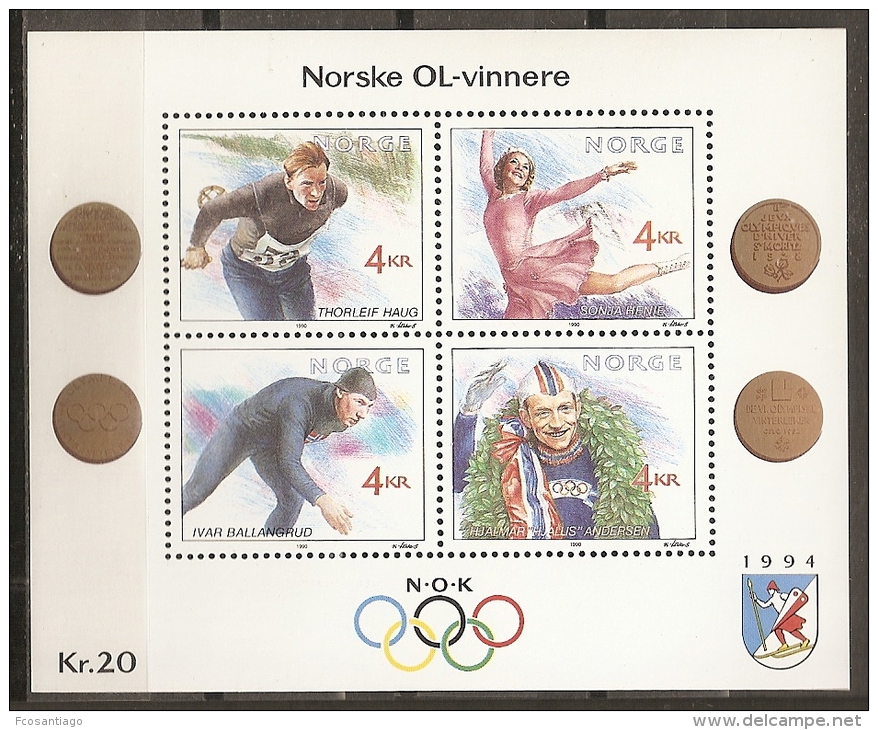 NORUEGA 1990 - Yvert #H14 ** - Precio Cat. €11 - Hojas Bloque