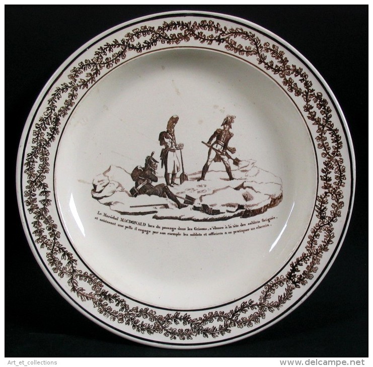 Assiette En Faïence Fine Portant La Marque De MONTEREAU « Macdonald Aux Grisons »/  Avant 1819 - Creil Montereau (FRA)