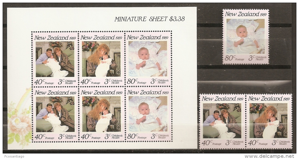 FAMILIAS REALES - NUEVA ZELANDA 1989 - Yvert #1038/40+H67 - MNH ** - Familias Reales