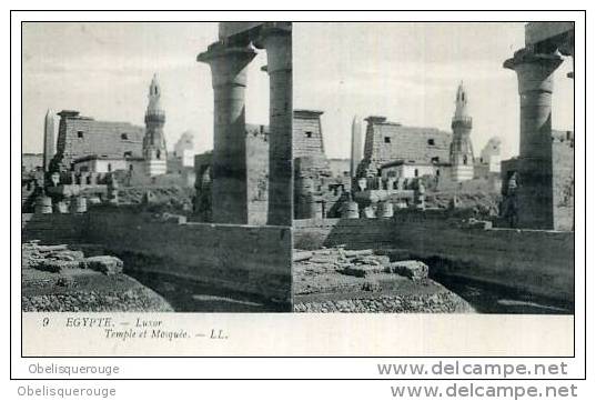 LUXOR LE TEMPLE ET MOSQUEE  CARTE STEREO TOP TOP SERIE EGYPTE N ° 9 LL 1903 LOUXOR - Louxor