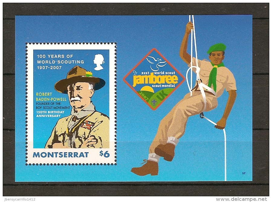 MONTSERRAT  - 2007-  \" A CENTENARY SCOUT "  -   HOJA BLOQUE De 6 V + HOJITA BLOQUE  1 V. DENTADAS - Otros & Sin Clasificación