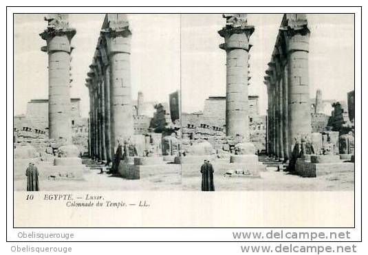Luxor LOUXOR  COLONNADE DUTEMPLE  SPERSONNAGE CARTE STEREO TOP TOP SERIE EGYPTE N ° 10 LL 1903 - Louxor