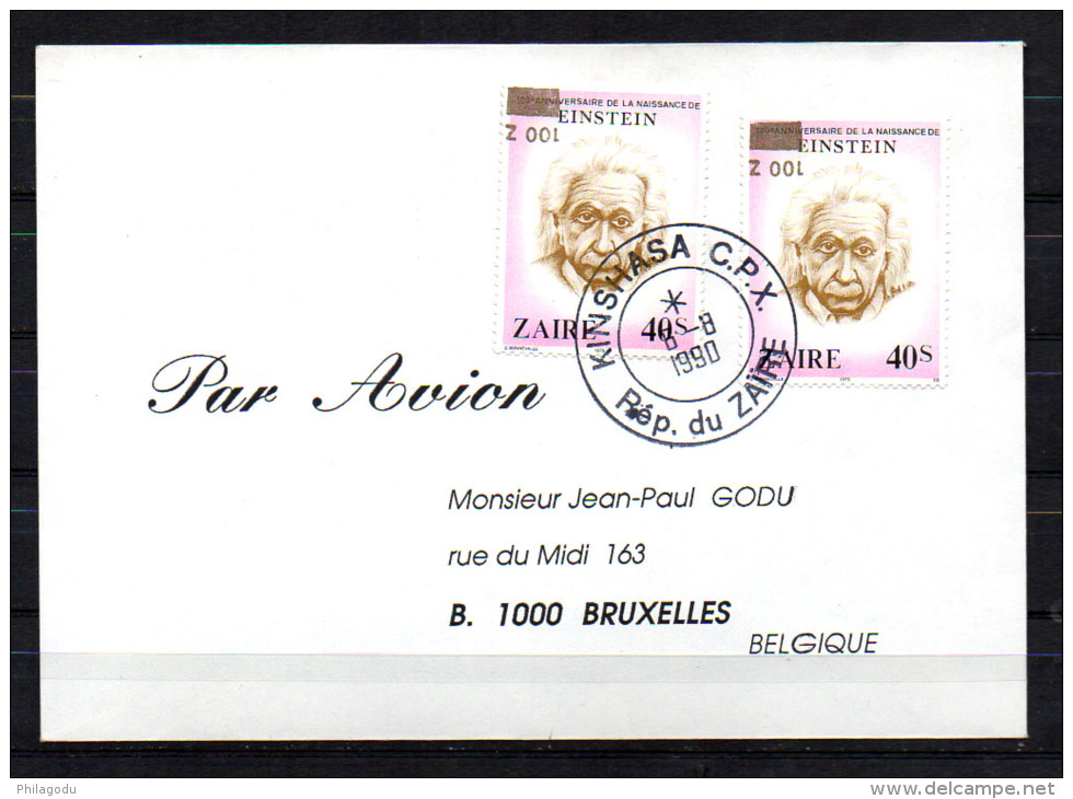 1990  Einstein, 1010 Surcharge OR Renversée, SUR LETTRE - Usados