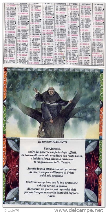 Calendarietto - S.antonio - Il Ringraziamento - 1994 - Formato Piccolo : 1991-00