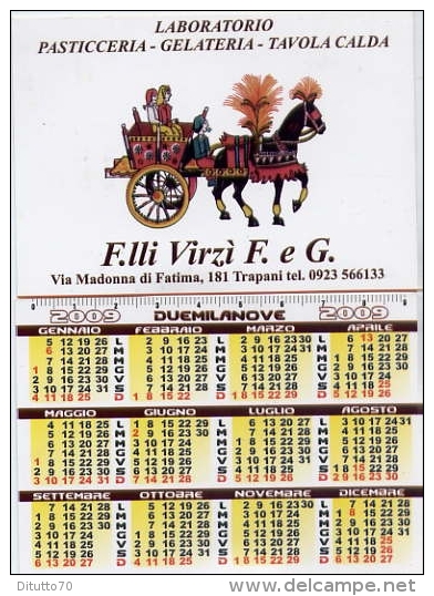 Calendarietto - Laboratorio Pasticeria - Gelateria - Tavola Calda - F.lli Virzi E G. Trapani - 2009 - Tamaño Pequeño : 1961-70