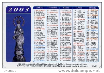 Calendarietto - Maria Ss.immacolata - Parocchia Basilica San Francesco D'assisi - Palermo - 2003 - Petit Format : 1961-70