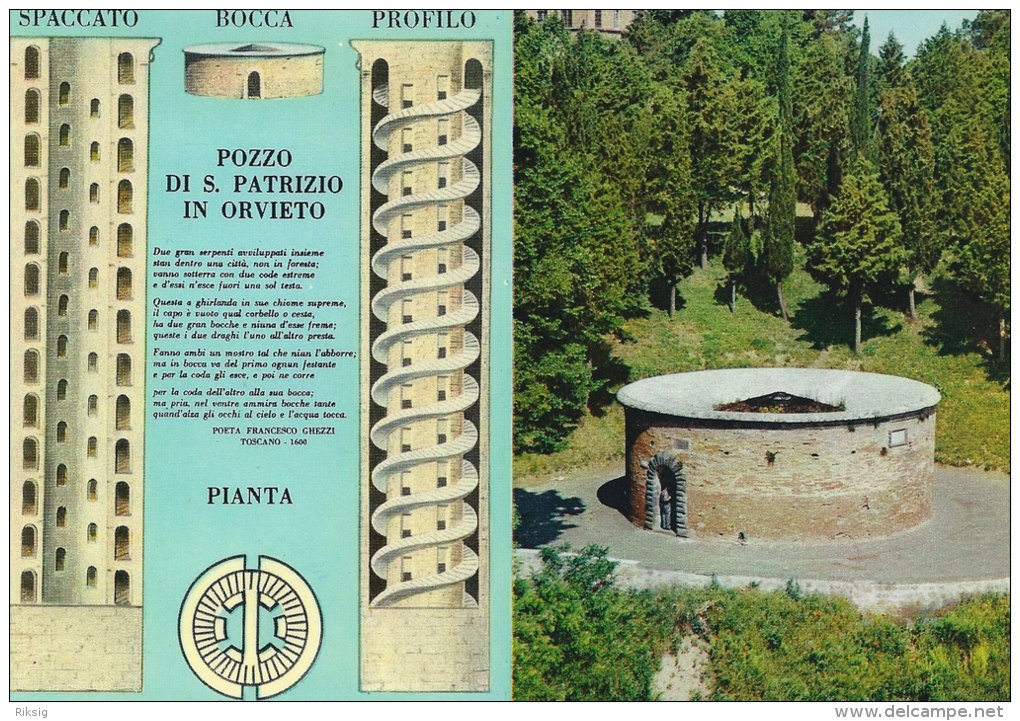 Orvieto -St. Patrizio Well - Prospect.     Puits De St. Patrizio - Patrizio Brunnen.  # 01686 - Invasi D'acqua & Impianti Eolici