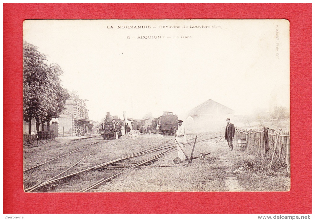 CPA - ACQUIGNY - La Gare - Train En Gare - Aiguilleur Et Cheminot - Environs De Louviers - Série La Normandie - Acquigny