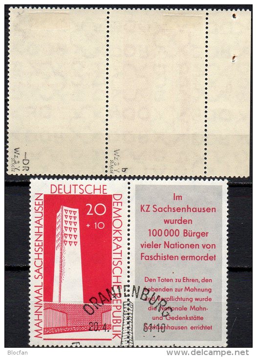 Glockenturm 1961 Gedenkstätte Sachsenhausen WZ-Abart DDR 783+ W24 I O 56€ Denkmal Architectur Tower Se-tenant Of Germany - Plaatfouten En Curiosa