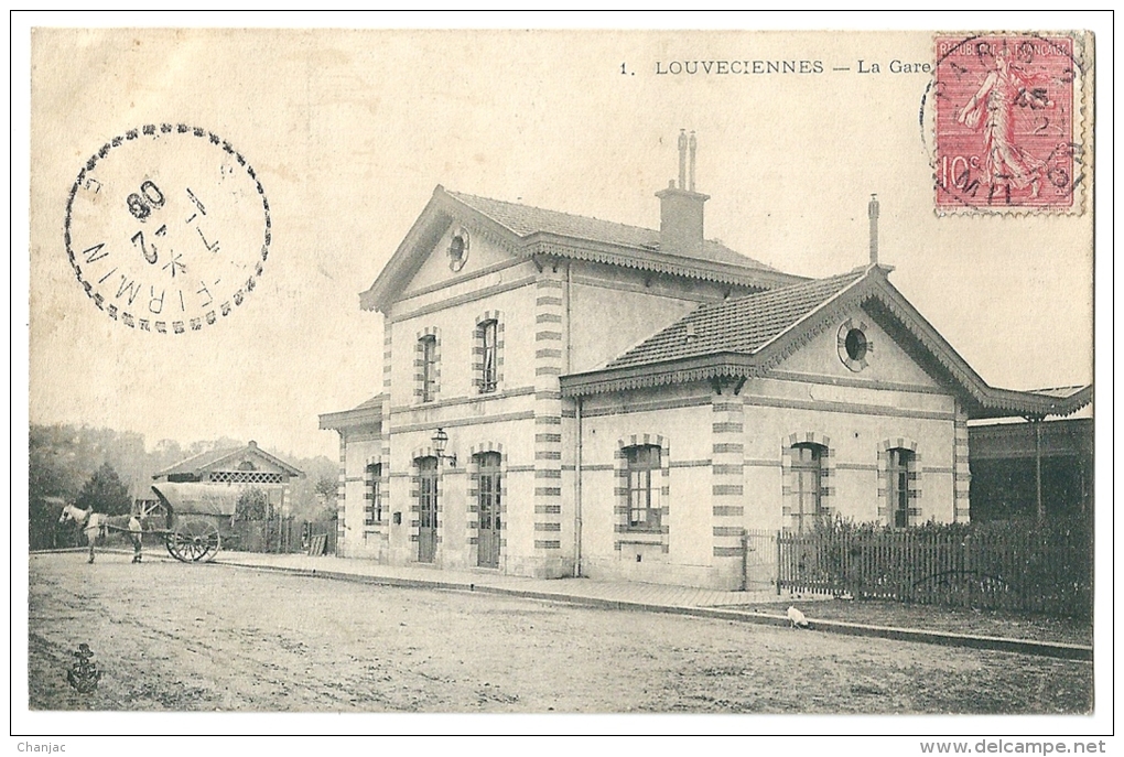 Cpa: 78 LOUVECIENNES (ar. Saint Germain En Laye) La Gare (Attelage) 1906 N° 1 - Louveciennes