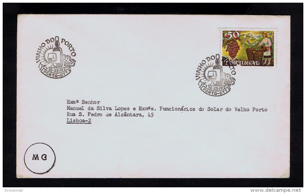 Portugal Grapes Vines Wine Vin PORTO Wines $50 Fdc Expertise Cover Covers 1970 Boissons Drinks Sp2376 - Flammes & Oblitérations